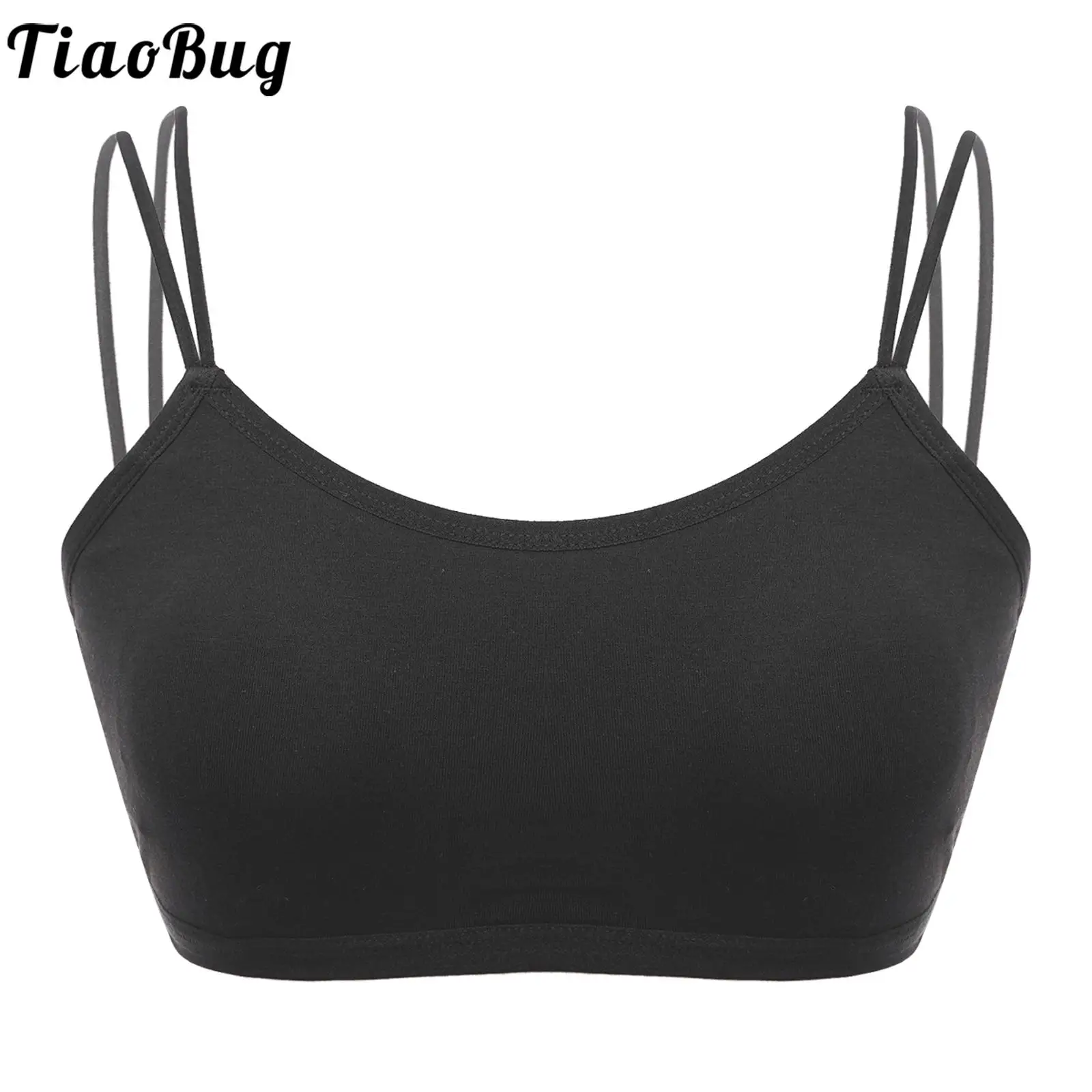 Kids Teen Girls Wireless Padded Bra Vest Solid Color Fashion Spaghetti Straps Camisole Crop Top Underwear Sportwear Gym Fitness