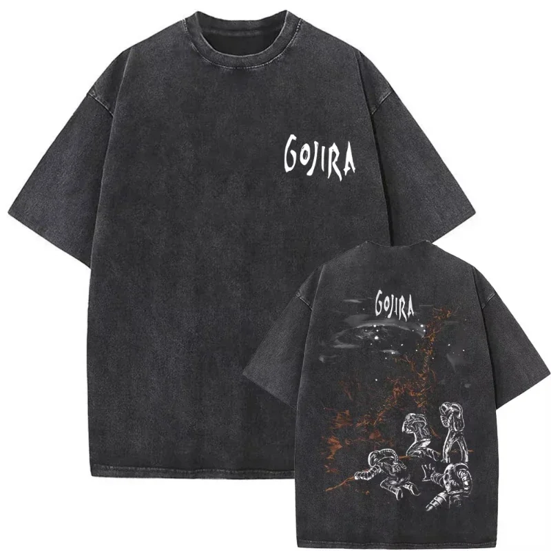 Customization Washed Vintage Metal Rock Band Gojira T-shirt Magma T Shirt Fortitude T-shirts Men Women Fashion Oversized T Shirt