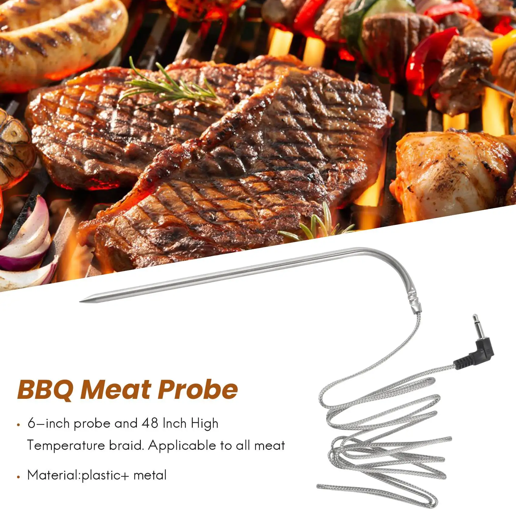 Replacement High-Temperature Meat Probe for Pellet Grills and Pellet Smokers Compatible with Pit Boss Grills, 2Pc Waterproof