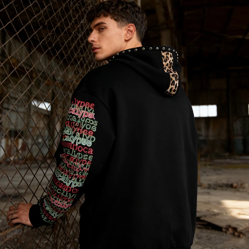 الخريف والشتاء الشارع الأمريكي الجديد الظلام نمط رمز هاكر رسالة مطبوعة هوديي الرجال والنساء الشارع هوديي #3