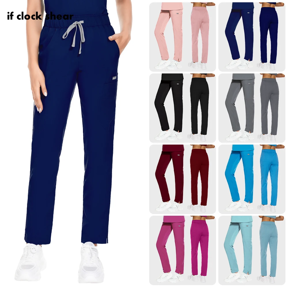 

Solid Color Nursing Scrubs Women Bottoms Pet Grooming Doctor Pants Pharmacy Worker Pants Ladies Dental Clinic Nurse Scrub Bottom