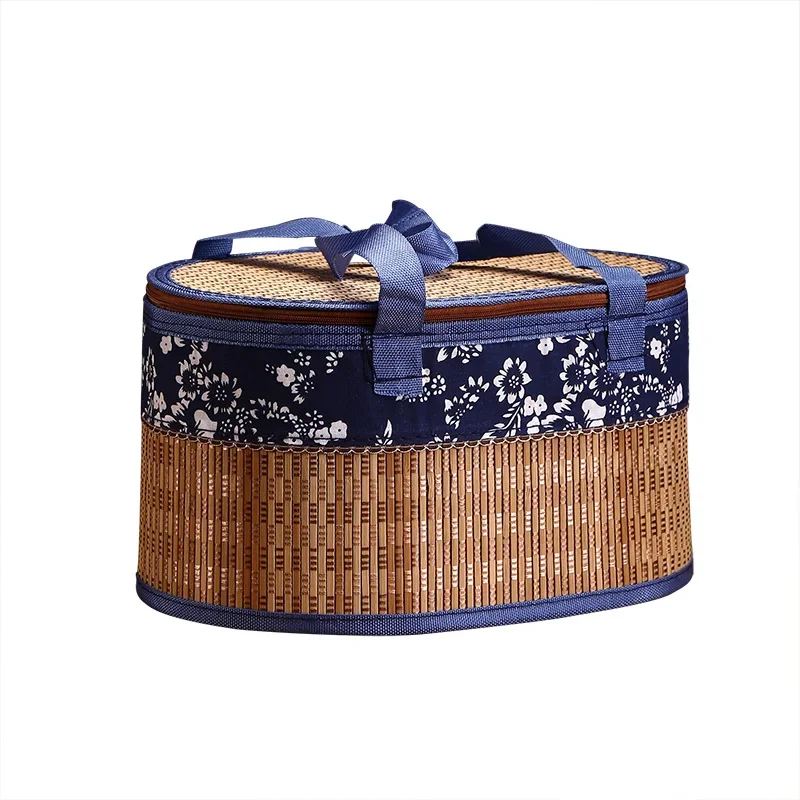 

Bamboo Egg Basket Hairy Crab Mid-Autumn Moon Cake Folding Bamboo Basket New Year Tea Bamboo Gift Box Packaging