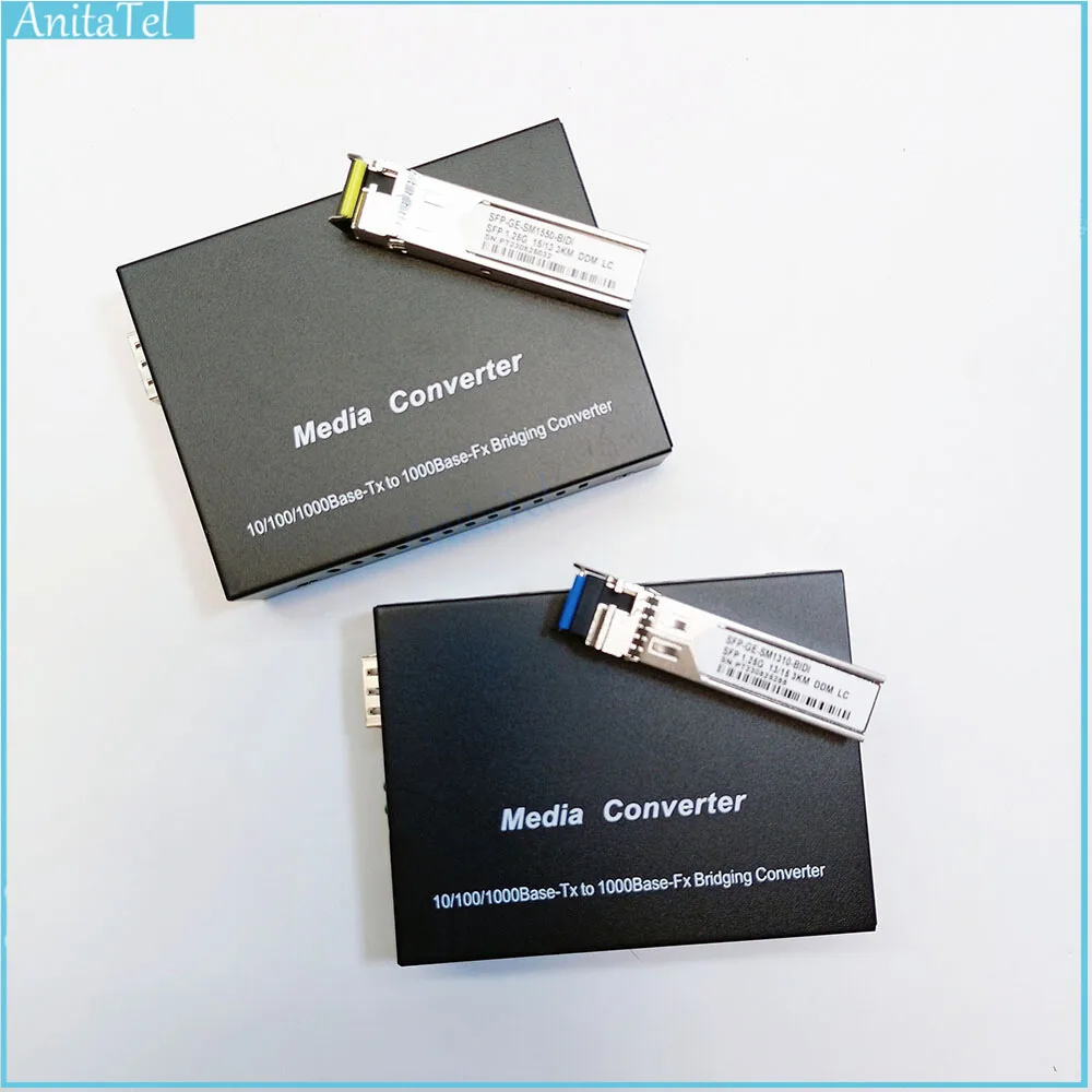 

Gigabit Media Converter 1Pair SFP Transceiver Module 20KM 1000Mbps Fast Ethernet RJ45 To Fiber Optic 1sfp 1E Switch