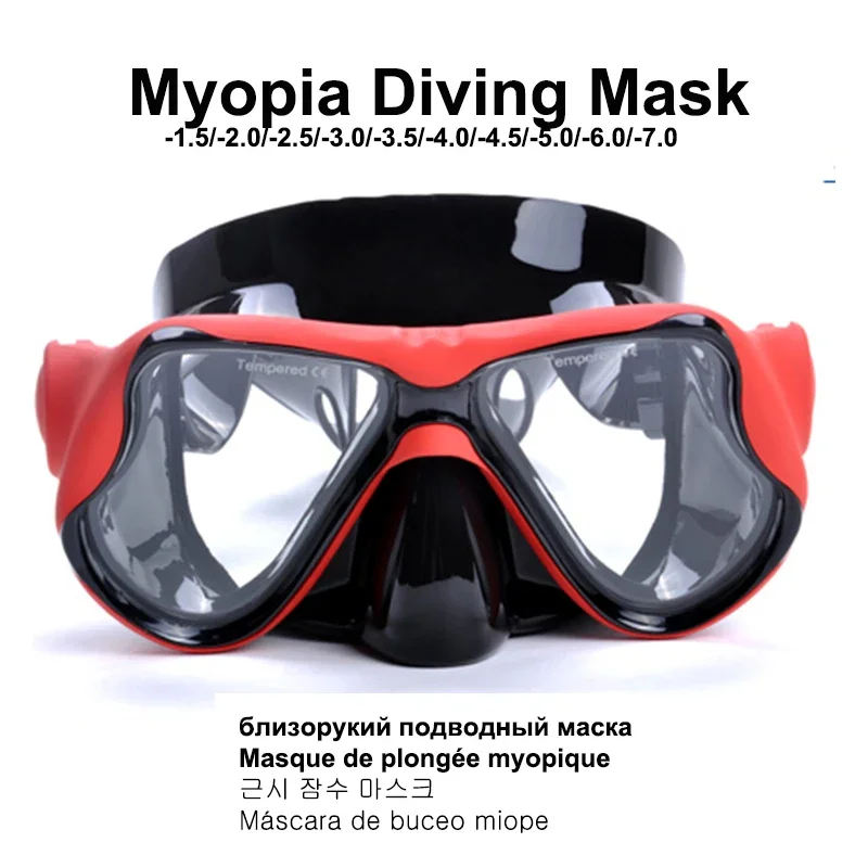 Myopia Diving Masks with Optical Resin Plastic Lenses and Silicone Frame