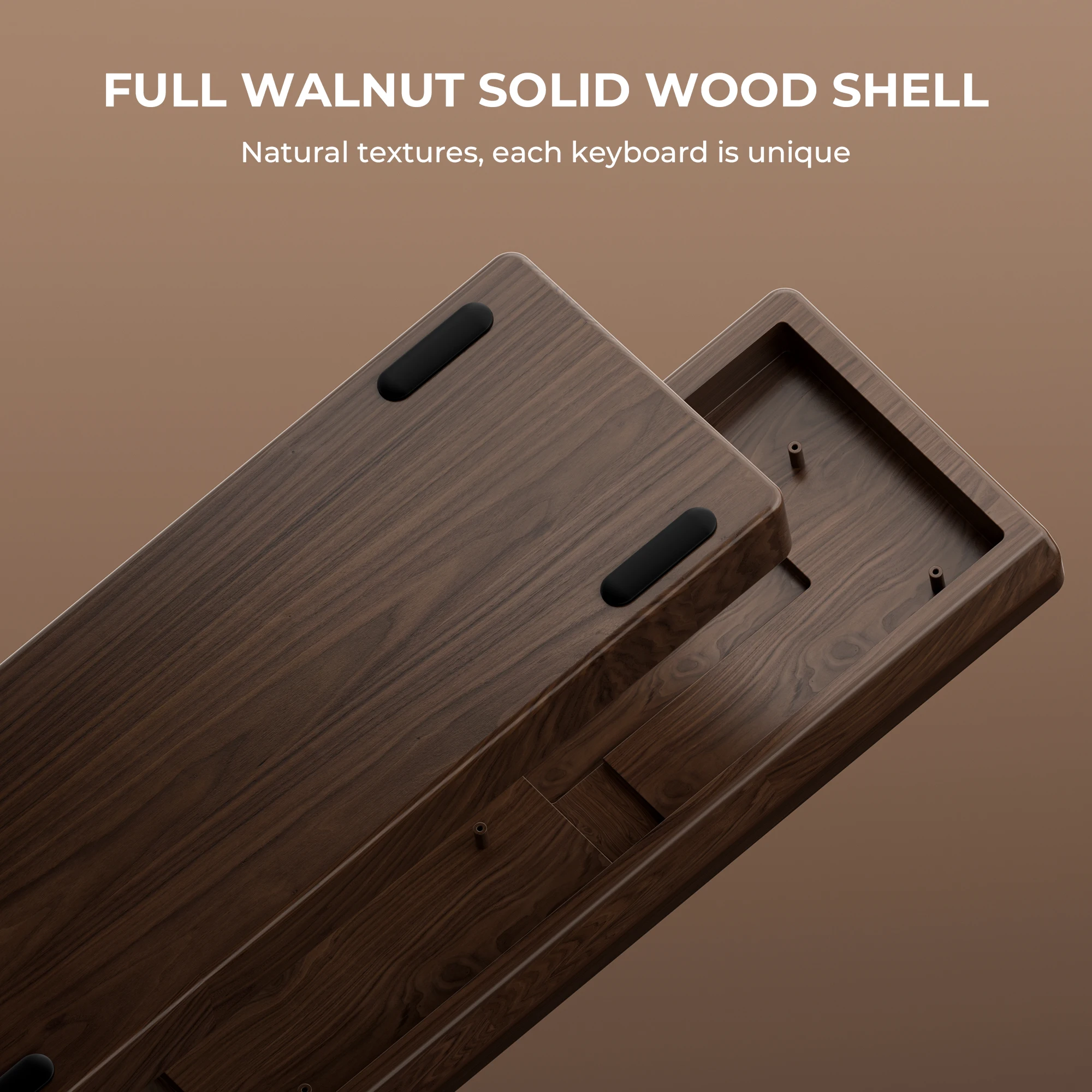 لوحة مفاتيح ميكانيكية خشبية ذات طابع FujiWave XVX MU68 ثلاثية الوضع 65% حافظة صلبة من خشب الجوز بالكامل لوحة مفاتيح خشبية لاسلكية قابلة للتبديل السريع QMK/VIA