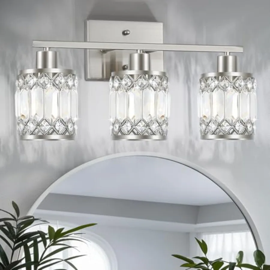 

Crystal Modern Bathroom Light Fixtures, Bathroom Vanity Wall Light, Vanity Lights for Mirror, Restroom, Bedroom E26 Socket, Bul