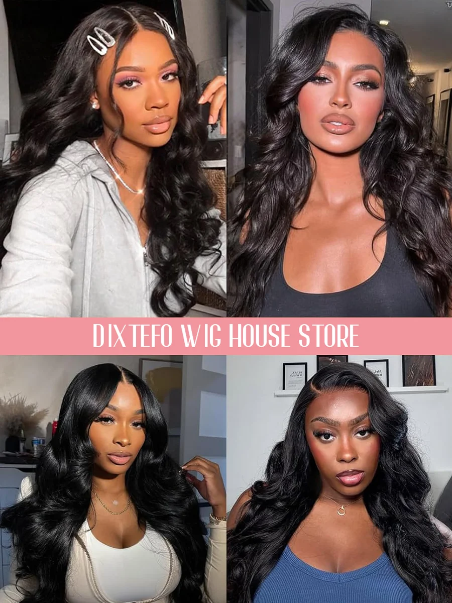 

Body wave Black human hair wig 40 inch 200% Density HD transparent Lace Frontal wigs for women