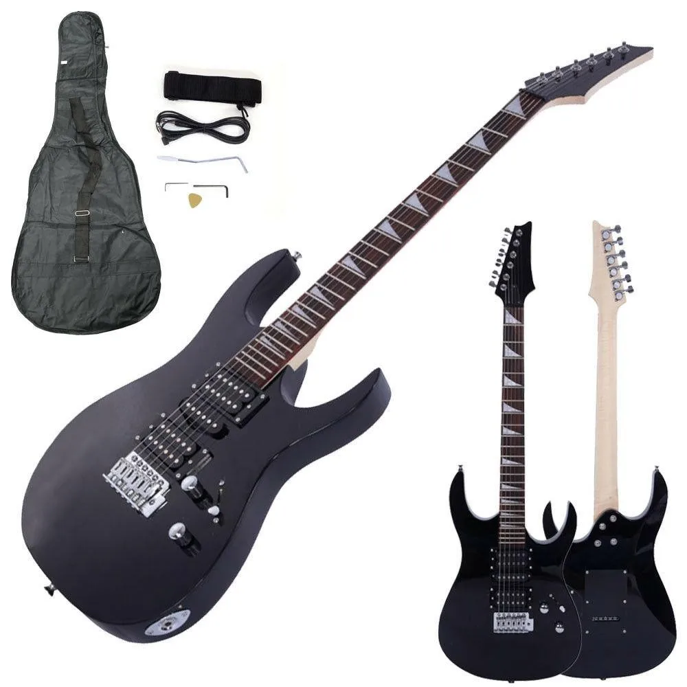 초보자 연습용 6현 오른손잡이용 일렉트릭 기타 세트 블랙 색상