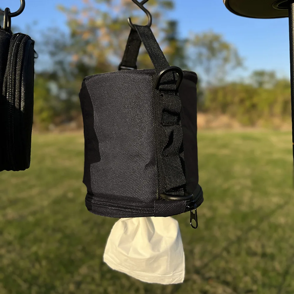 Portable Outdoor Toilet Paper Holder with Reinforced Fabric Dual Dispense Points Carry Handle and Roll Compatibility