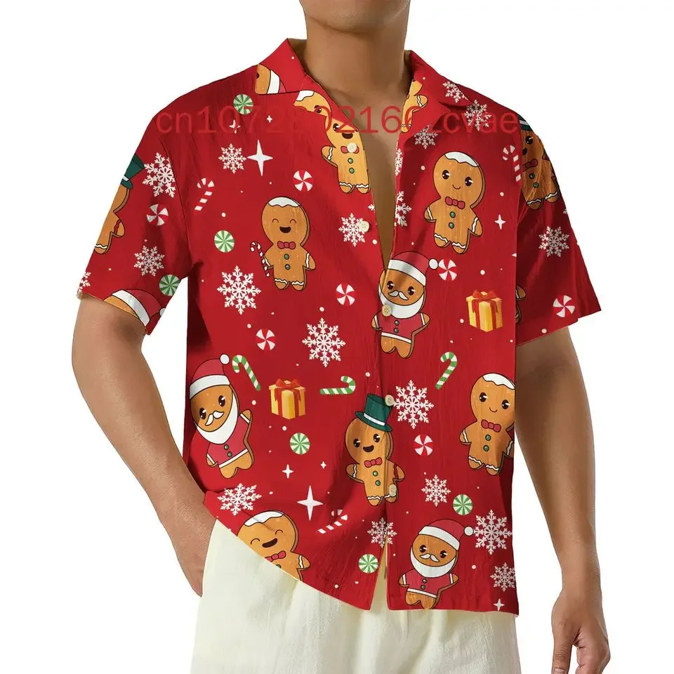 New Retro Disney Gingerbread Hawaiian Shirt Men's And Women's Short Sleeve Button Up Shirt