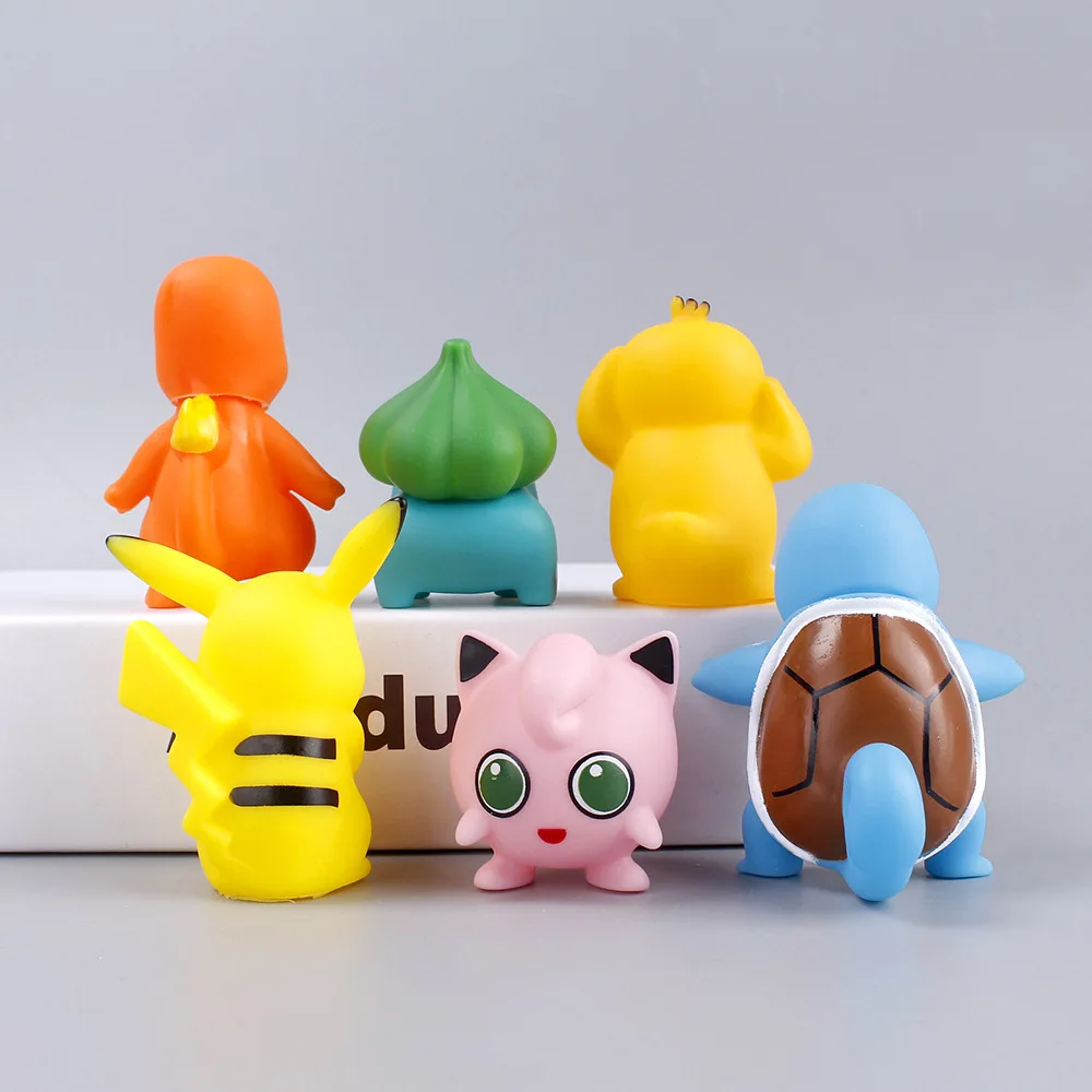 6Pcs/Set Pokemon Pet Model Suit Pikachu Charmander Psyduck Bulbasaur Anime Figures PVC Toys Collection Kawaii For Children Gifts