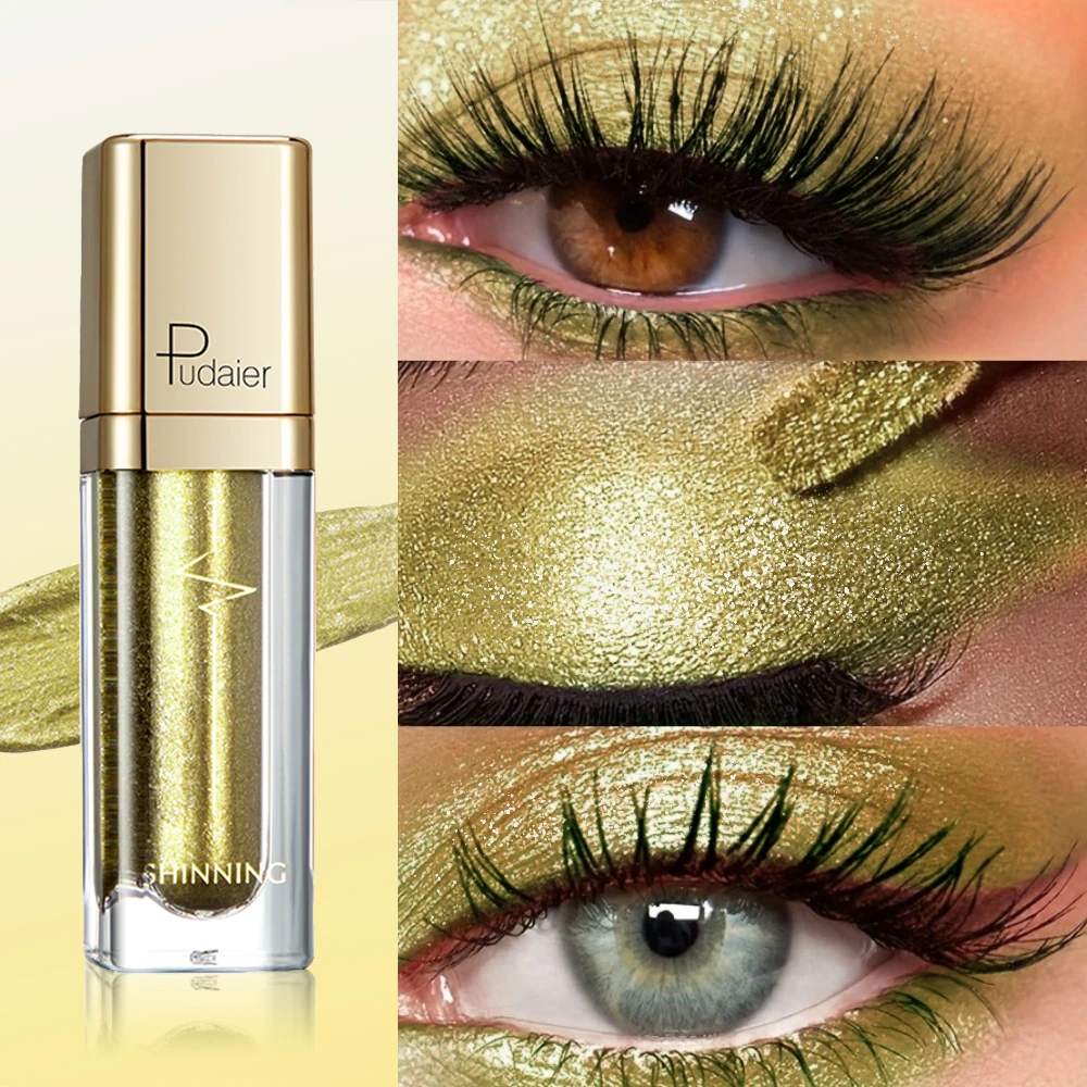 1pc 真珠光沢のあるメタリックグリッターアイシャドウ、ファッショナブルなカラー、6 色からお選びいただけ、日常着に最適、