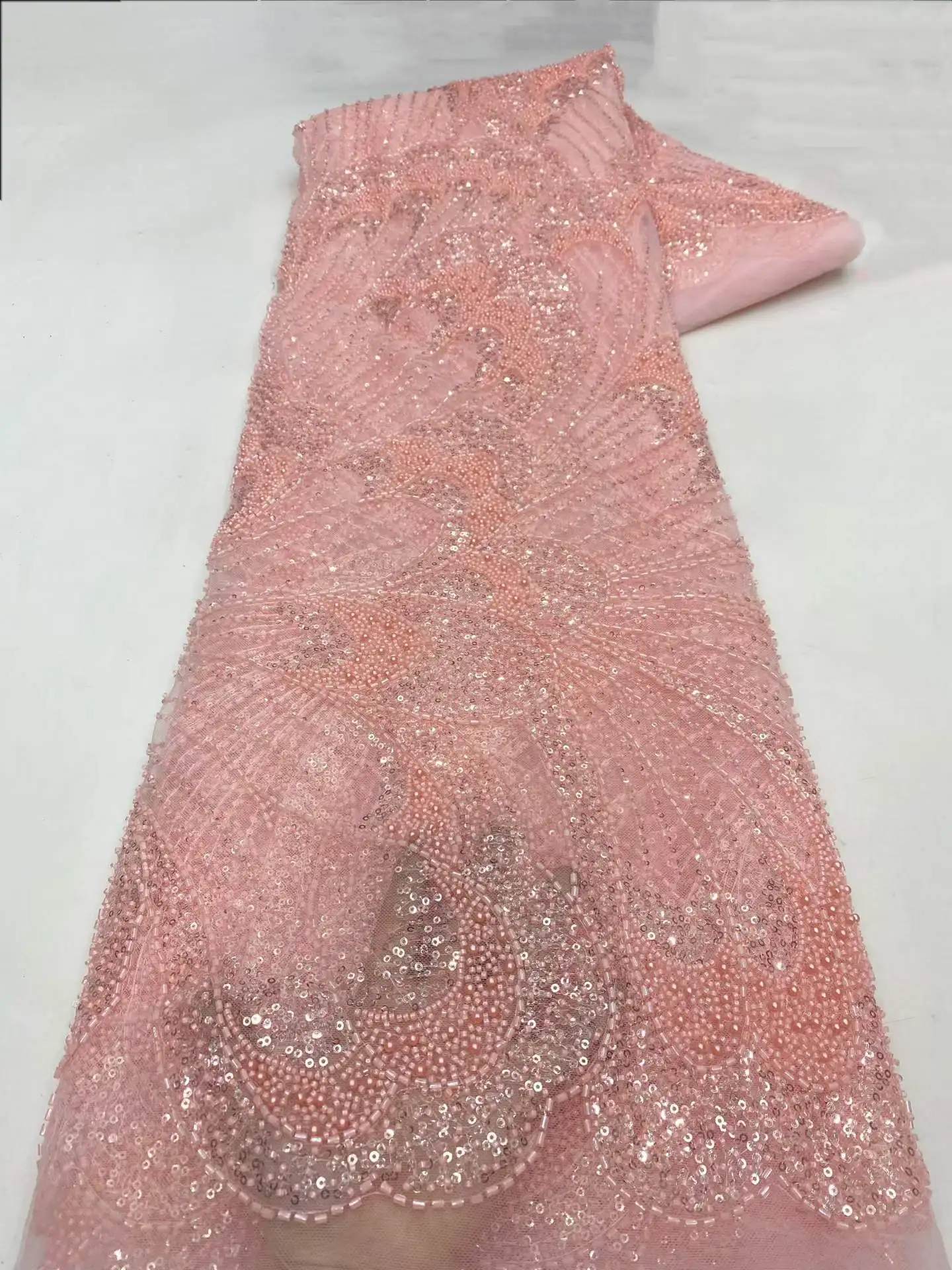 

Роскошная французская вышивка, тяжелое кружево с бисером и пайетками, 5 ярдов, высококачественный материал для вечерних платьев