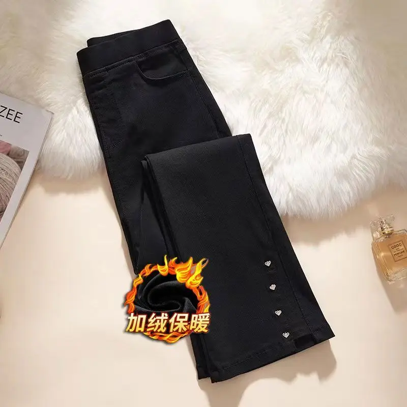 Pantalon évasé noir pour femmes, Style coréen, huit neuf Points, petit pantalon élastique noir, vêtements d'extérieur amincissants, TT1106, printemps été