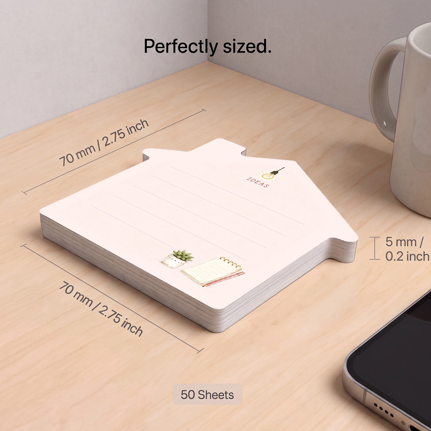 4PCS House Shaped Self Adhesive Sticky Notes 200 Sheets Lined Notes Ideas To Do List Memo Pads Cute Office Study Planner Reminde