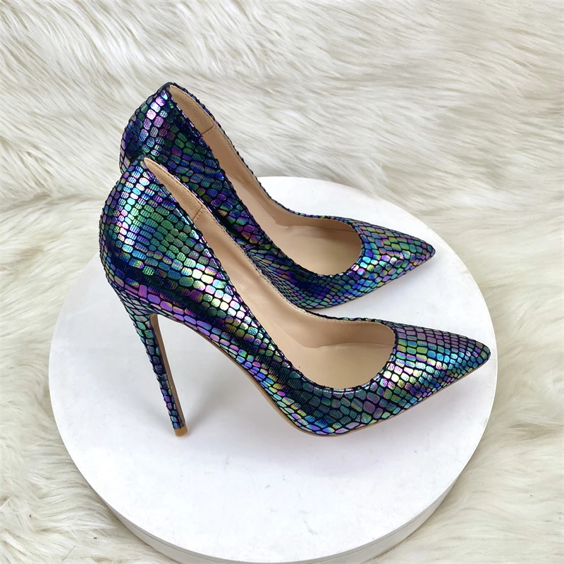 Fashion Colored Print Women Pointed Toe Stiletto Pumps Sexy Celebrity Night Club Party High Heel Shoes Woman Custom 33-46 yards