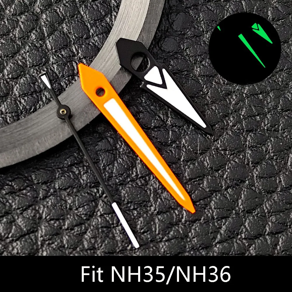 Lancette dell'orologio con freccia luminosa lancette per iniezione nh35 adatte per accessori per orologi con movimento automatico giapponese nh35/nh36/nh38/nh70