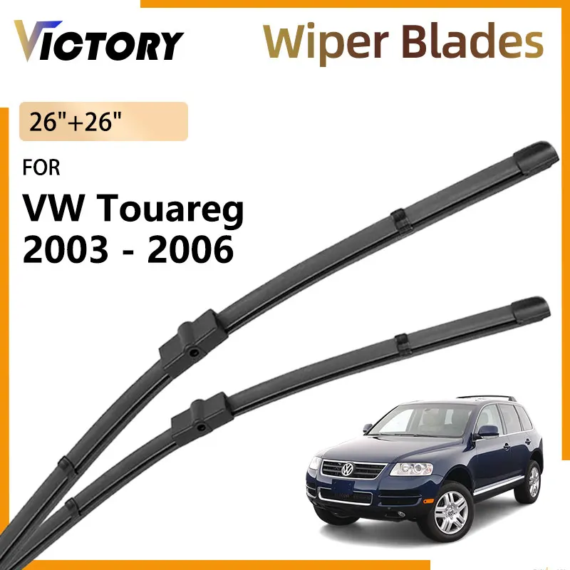 

For Volkswagen VW Touareg 7L 2003 2004 2005 2006 Accessories Natural Rubber Front Wiper Blades Windshield Window Brushes 26"+20"