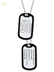 Pendentif d'étiquette d'identification personnalisé U7 pour hommes et femmes, acier inoxydable, gravure laser, texte, bijoux de citation, étiquettes de chien militaires, collier personnalisé