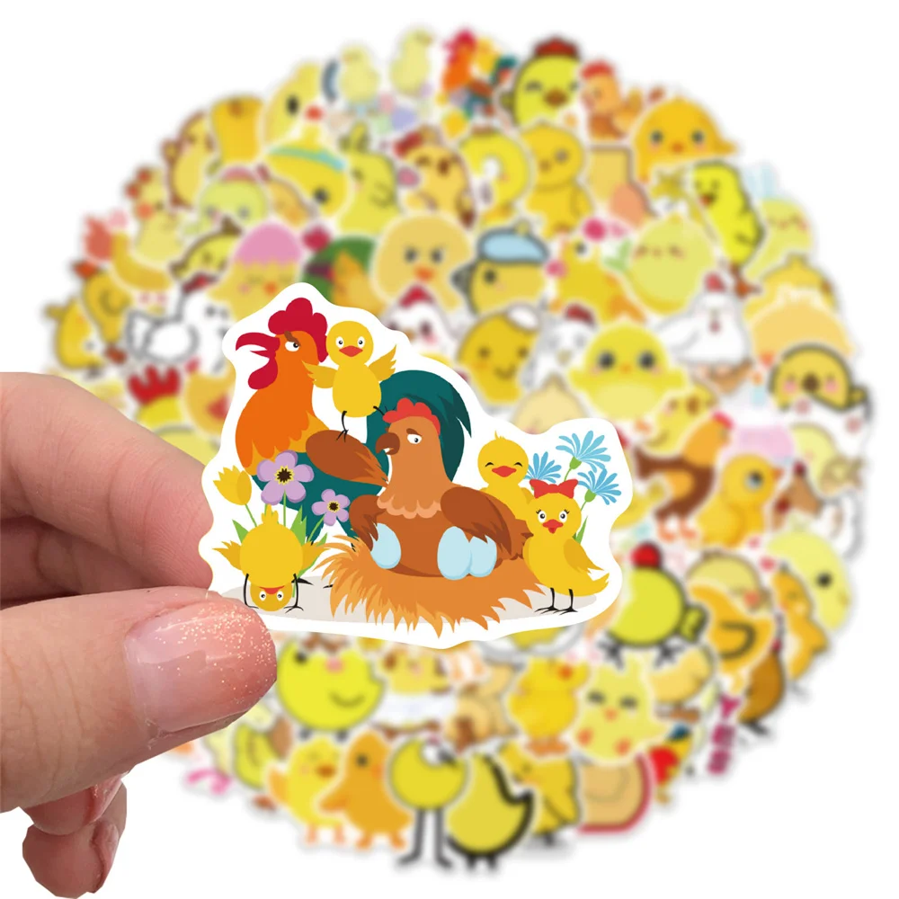 10/30/50PCS Popular Cartoon Cute Little Yellow Chicken Expression Bag Graffiti Waterproof Sticker Helmet DIY DecorationWholesale