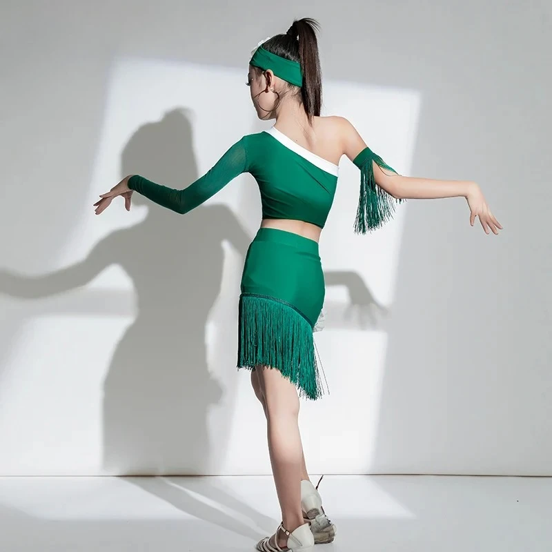

Child girlLatin Dance Dresses Girls Training Dress Summer New Professional Competition Dress Dance Dress Performance Dresses Set