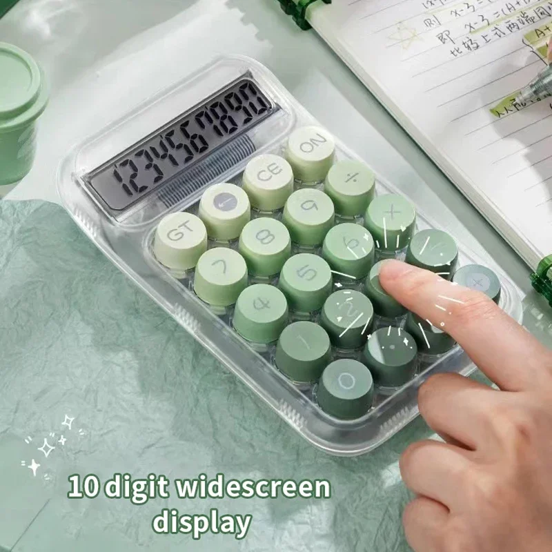 1PC Transparent Gradient Large Button Calculator Large Screen Electronic Calculator 10 Digit Student Specific Calculator