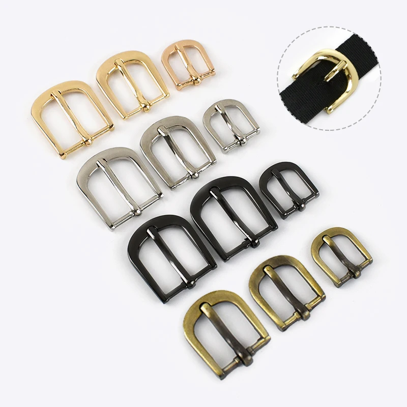 5/10Pcs Meetee Metal Pin Buckles 12-38mm Belt Adjustable Clasp for Sewing Strap Bag Webbing Tape Shoes Hook Decoration Accessory