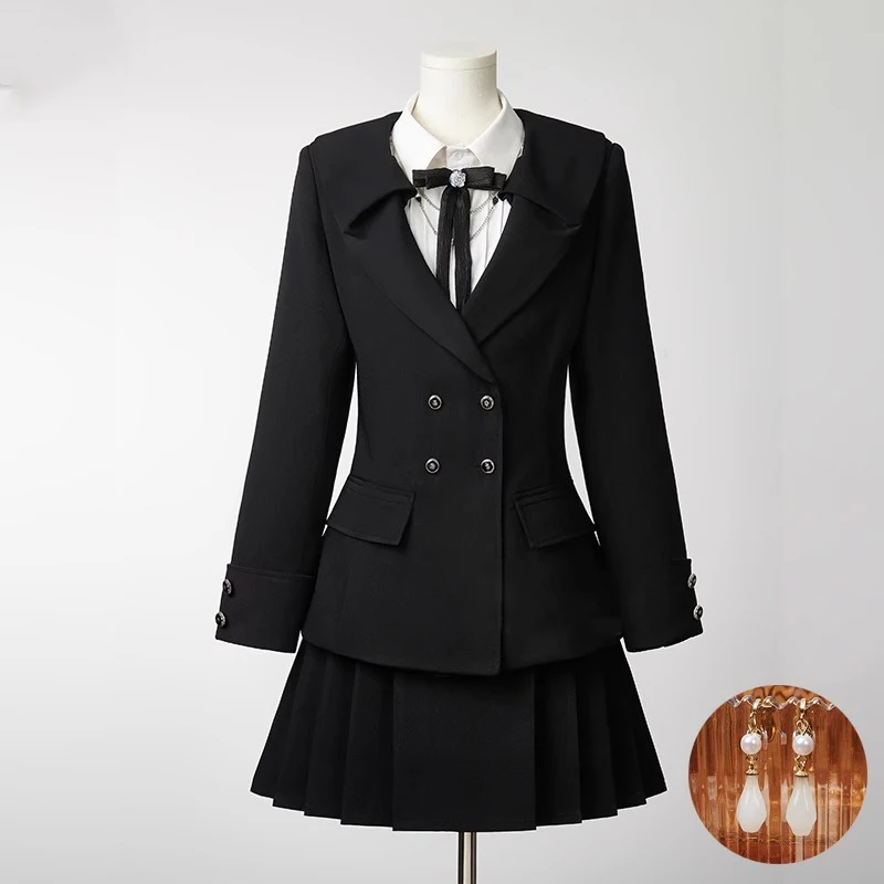 

Game Love and Deepspace R-Quality Encountering Qi Meng Black Women Uniform Outfits Carnival Suit Halloween Costume