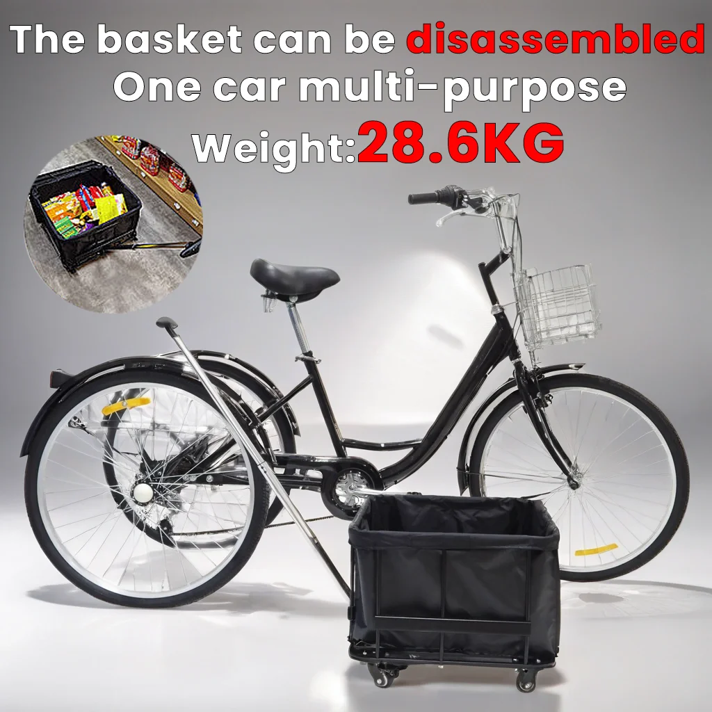 20inch High carbon steel frame rickshaw Elderly pedal tricycle Rear Drum Brake variable speed Farm tricycle aldult bike 7speed