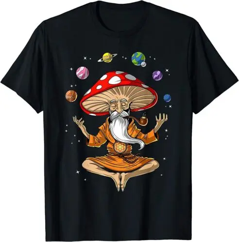 NEW Mushroom Buddha Zen Yoga Meditation Psychedelic Hippie Fungi T-Shirt