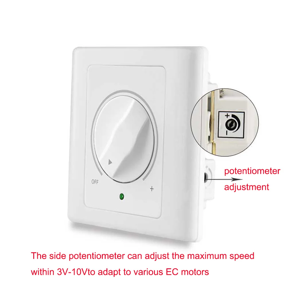 EC Motor Stepless Speed Regulator Switch Fan Motor 0-10V Knob Adjustable Motor Speed Governor 86 Panel Install with Led Display