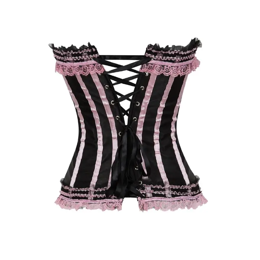 Sexy Spitze Overbust Korsett Top Frauen Vintage Satin Schleife Bustier Dessous mit Reiß verschluss plus Größe Body Shaper Burlesque Korsetts – Detail 35