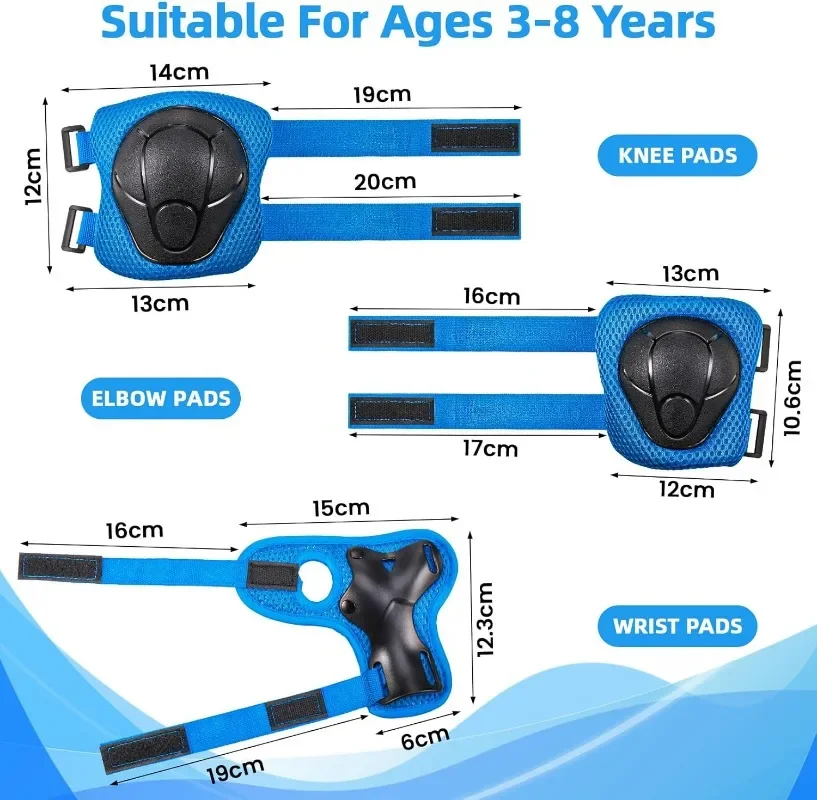 Knee Pads and Elbow Pads with Wrist Guards for Kids, 3-in-1 knee pads for kids with wrist guards for skating, cycling, rollerbla