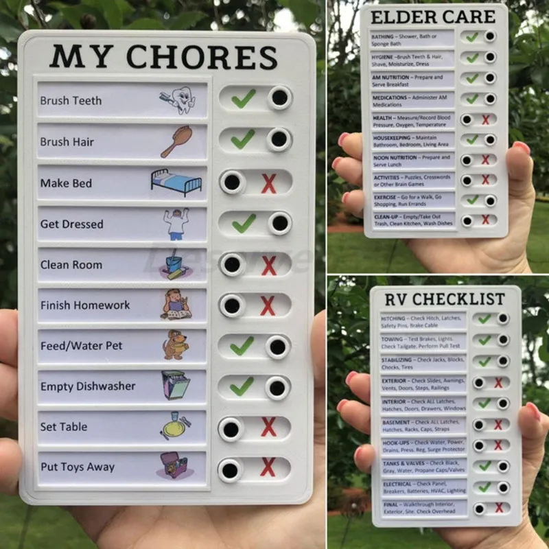 Multi-purpose Memo Checklist To-do-list Pad 5''x8'' Adjustable My Chores Checklist Board for Car RV Home Classroom Wall