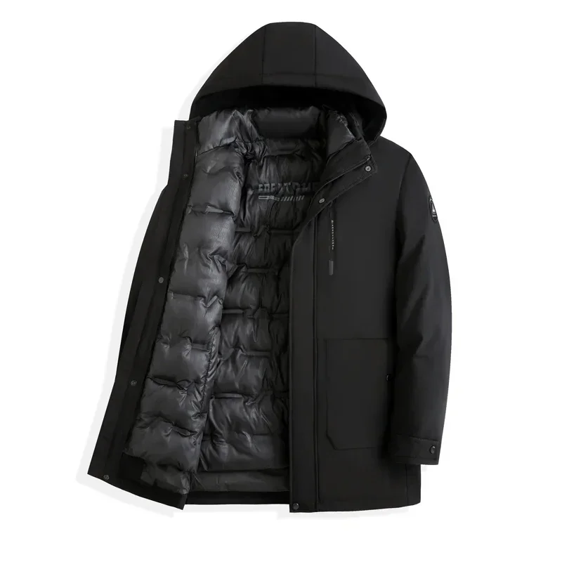 

2024 New Winter Jacket Men's Classic Brand Detachable Down Cotton Liner Warm Coat Business Casual Thick Windproof Hooded Parka