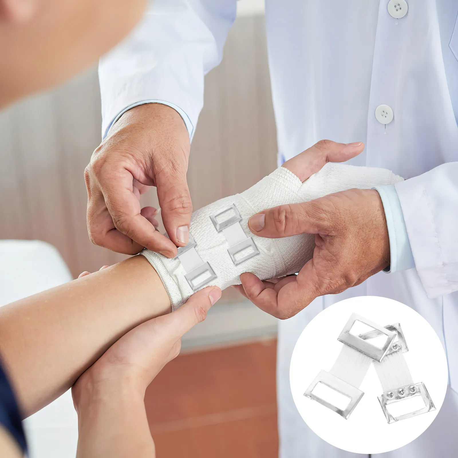 50Pcs Reliable Aluminum Bandage Clips Firm Adjustable Support for Sprains Strains Elastic Bandage Wrap Buckle Replacement