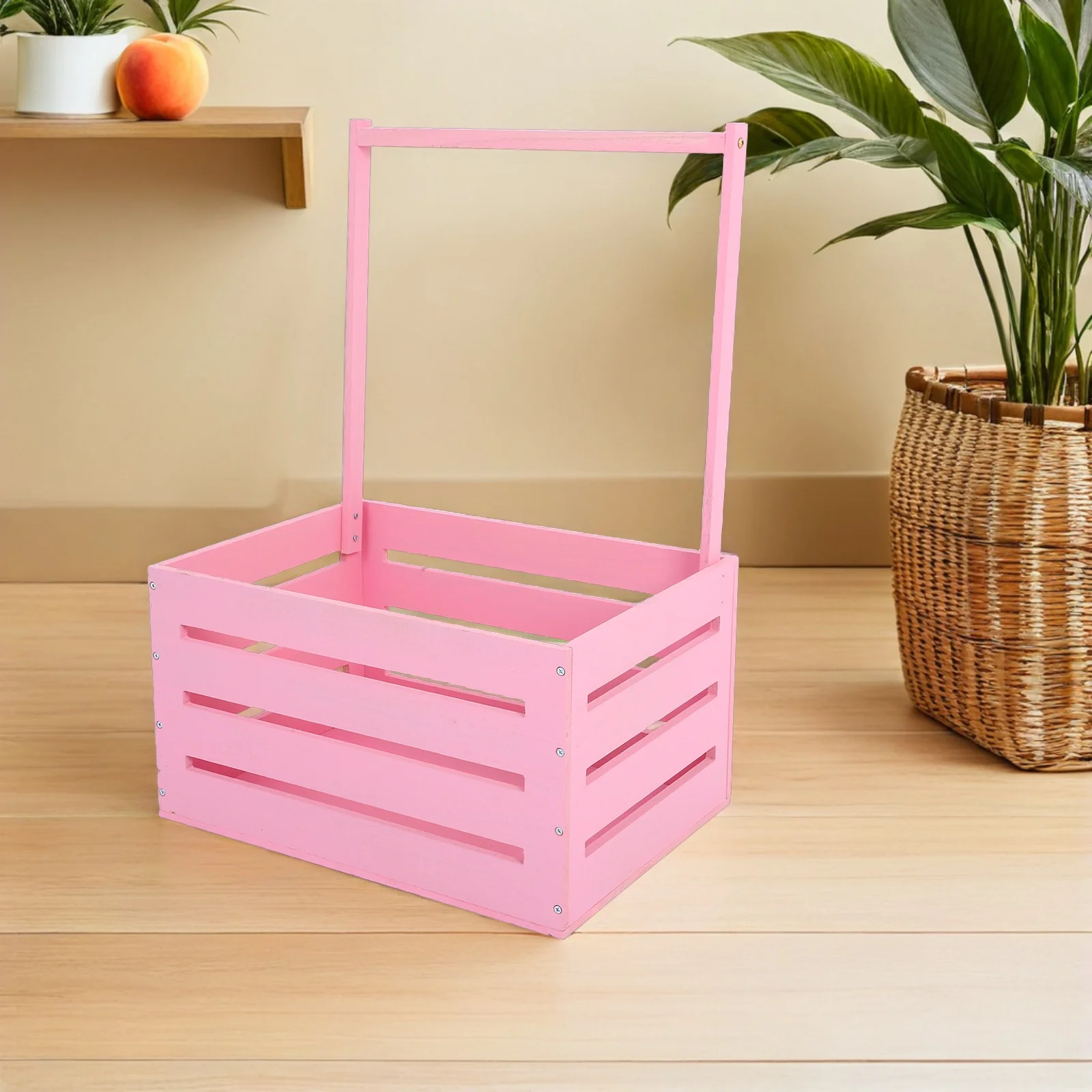 

Portable Baby Basket With Handle Wooden Storage Hamper Newborn Clothes Organizer Nursery Box Baby Shower Present Gender Reveal