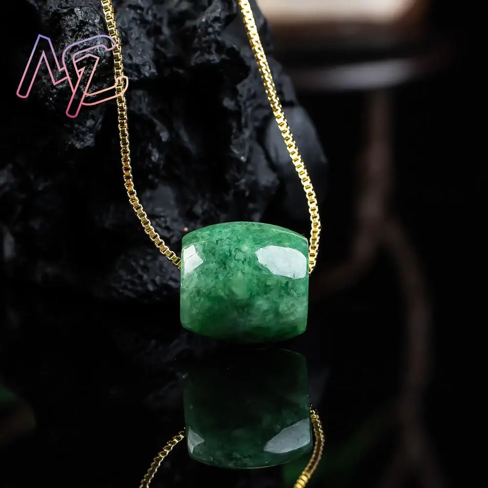 Natural Real Jade Bead Pendant Myanmar Jadeite Necklace Designer Amulet Fashion Luxury Vintage Gemstone Gifts for Women view 4