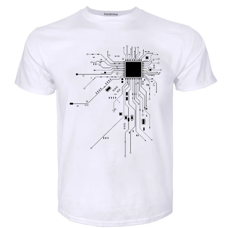 CPU Processor Circuit Diagram T Shirt Men Summer Cotton T-shirt Men\'s Funny Tops Fashion Tees Homme Brand Unisex Clothes