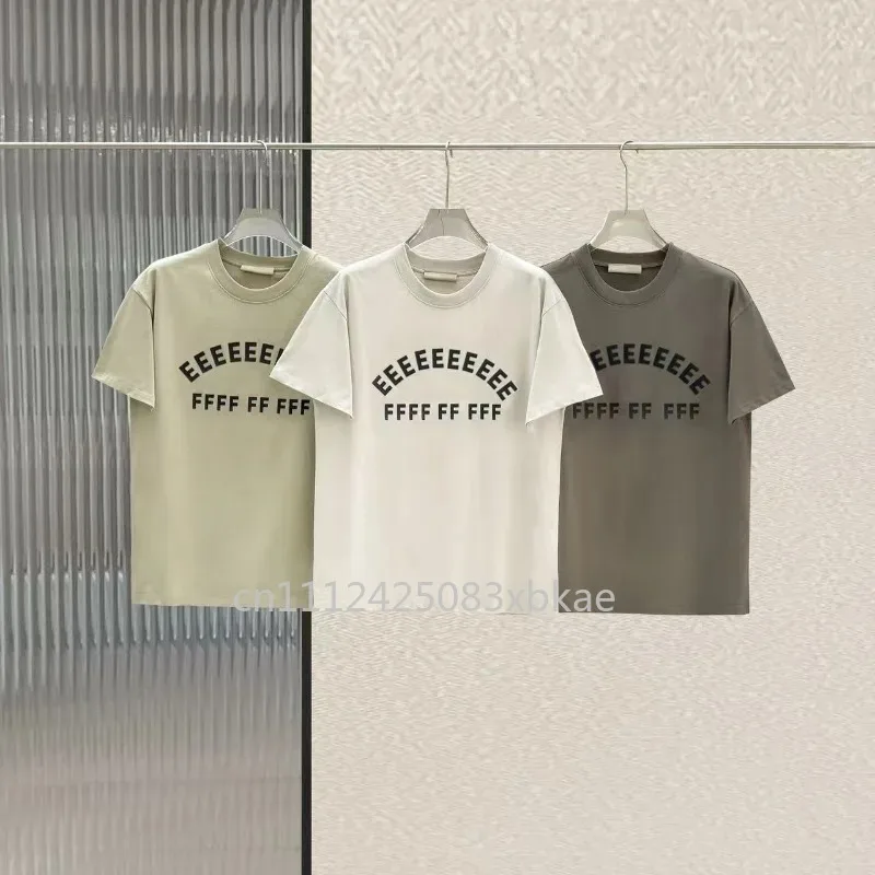 

FW23 Season 10 Double Line Men's T-shirts Luxury Design Men's T-shirts Flocking Letter Logo Tops Designer Brand Loose T-shirts