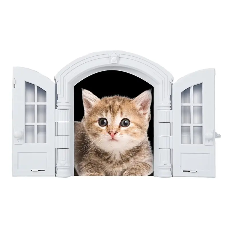 

Дверца для кошек ABBN-French Cat Door, двойная дверь для свободного входа и выхода домашних животных, дверца для кошек и собак из ABS-пластика.
