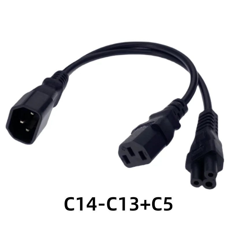 IEC320 C14 C8 To 2X C7 C5 C13 Y Split AC Power Cord, IEC Figure 8 Male To 2 Female 1 In 2 Out AC Power Cable 30cm Black