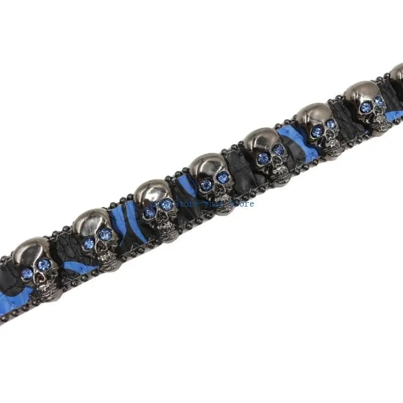 X7XB Skull Head Belt Eye Catching Western Waistbands Hiphop Rockers Belt for Everyday