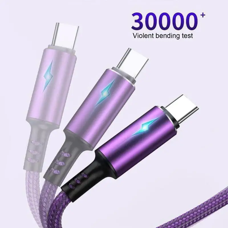 USB-C-Ladekabel Schnell ladekabel Typ-C-Nylon mit LED-Licht Schnell ladekabel für Telefon und Laptop Auto-Off-Typ-C