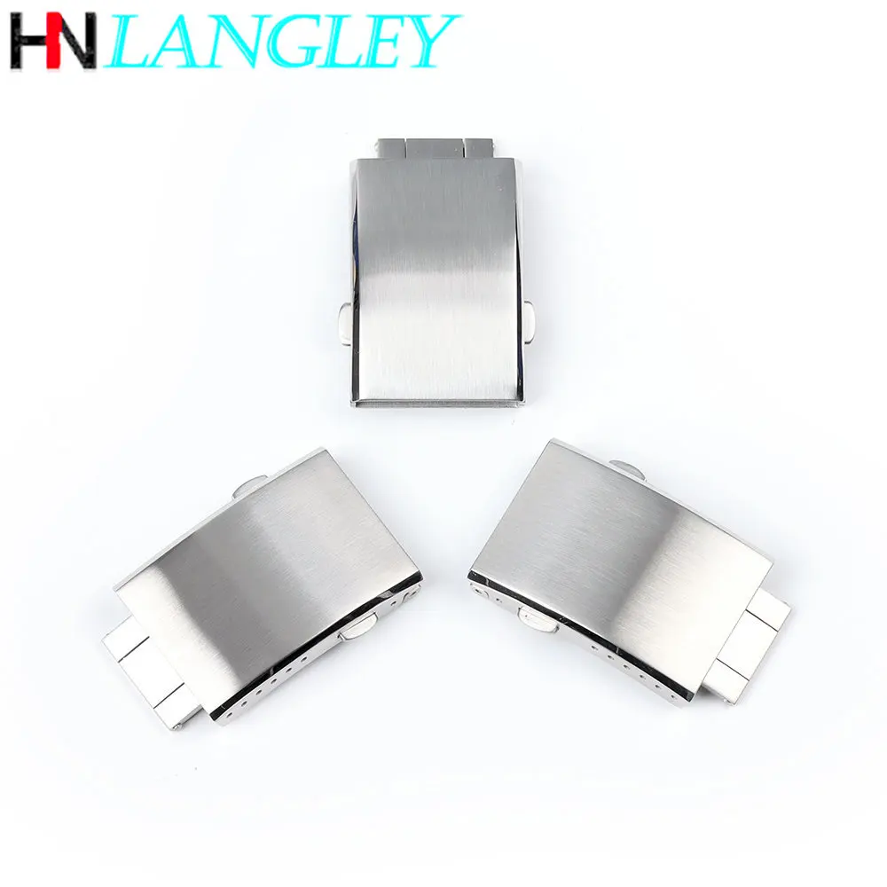 Solid 316L Stainless Steel Watch Band Folding Buckle 18mm 20mm 22mm Extended Double Push Butterfly Metal Watch Clasp Accessories