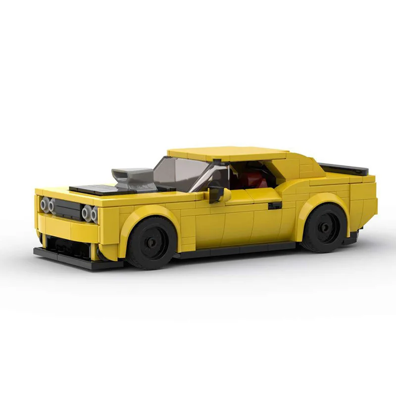 MOC Challenger Speed Champions Yellow Muscle Cars Building Blocks Bricks Set Kids Toys Gifts For Boys And Girls