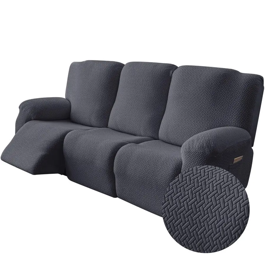 

Чехлы для диванов-реклайнеров, эластичные чехлы для раскладных диванов с жаккардовым узором в полоску, чехлы для 3-местных диванов с мягкой тканью, мебельные аксессуары.