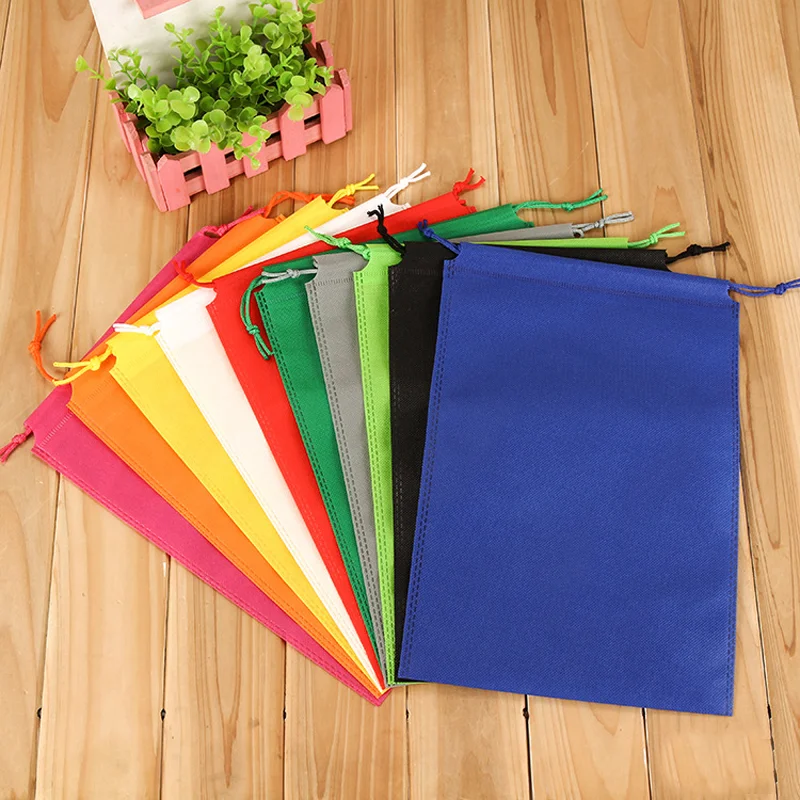 

50pcs Pink Non-woven Drawstring Bag Clothing And Shoes Dust-proof Heat-sealing Non-woven Bag Environmental Drawstring Bag