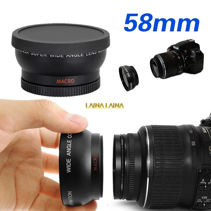 

58-мм объектив 0.45X Super Macro Wide Angle Fisheye для макросъемки, совместимый с камерами Canon, Nikon, Sony, Pentax DSLR, DV, SLR, с резьбой 58 мм.