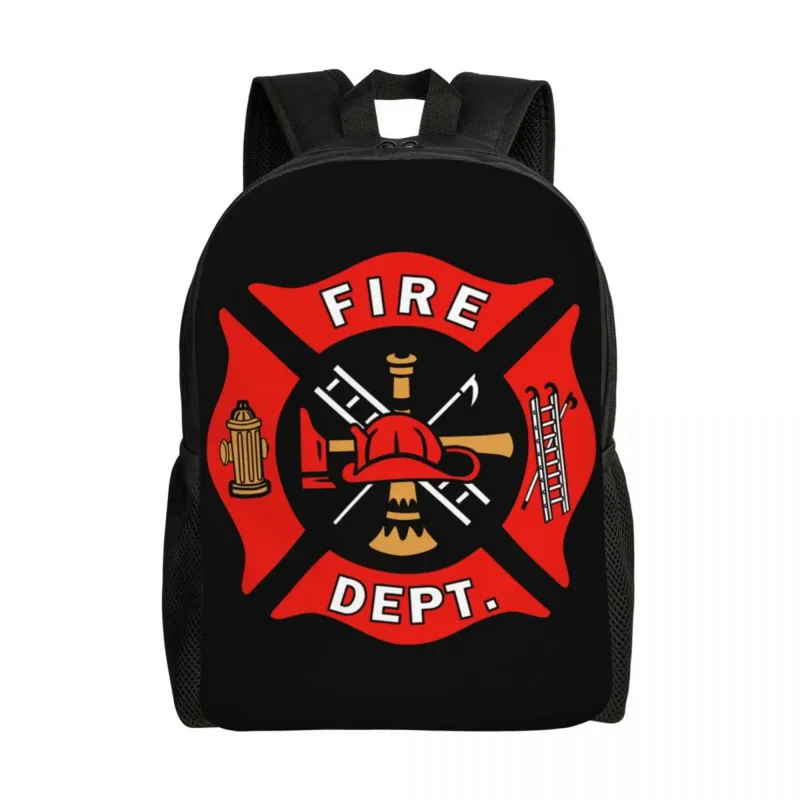 Firefighter Department Logo Backpacks for Women Men Waterproof College School Fireman Fire Rescue Bag Print Bookbags